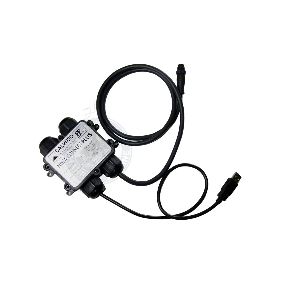 Calypso NMEA Connect Plus gateway installed cleanly behind a luxury boat helm dashboard console network array.
