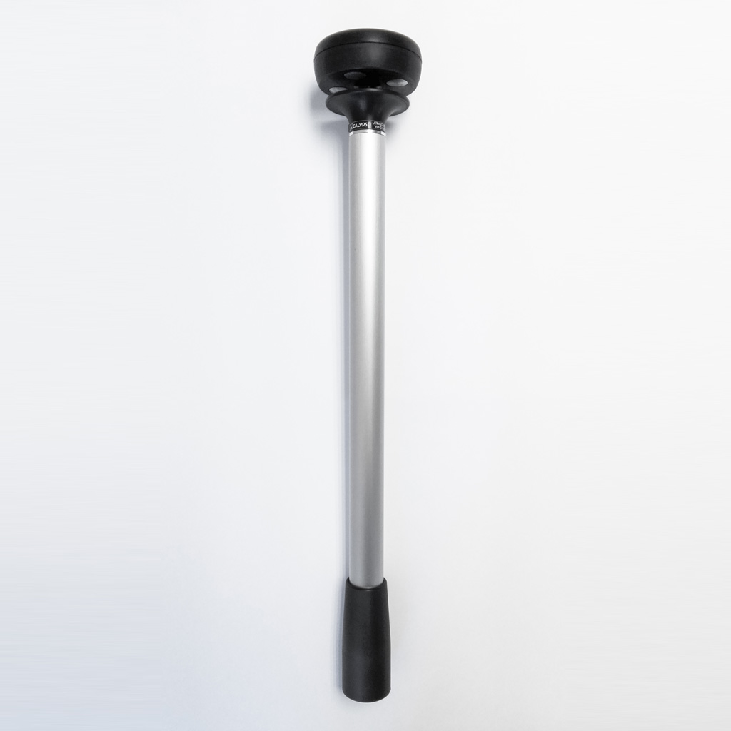 Calypso 33cm aluminium wind sensor mounting pole installed cleanly on a yacht masthead rigging setup.