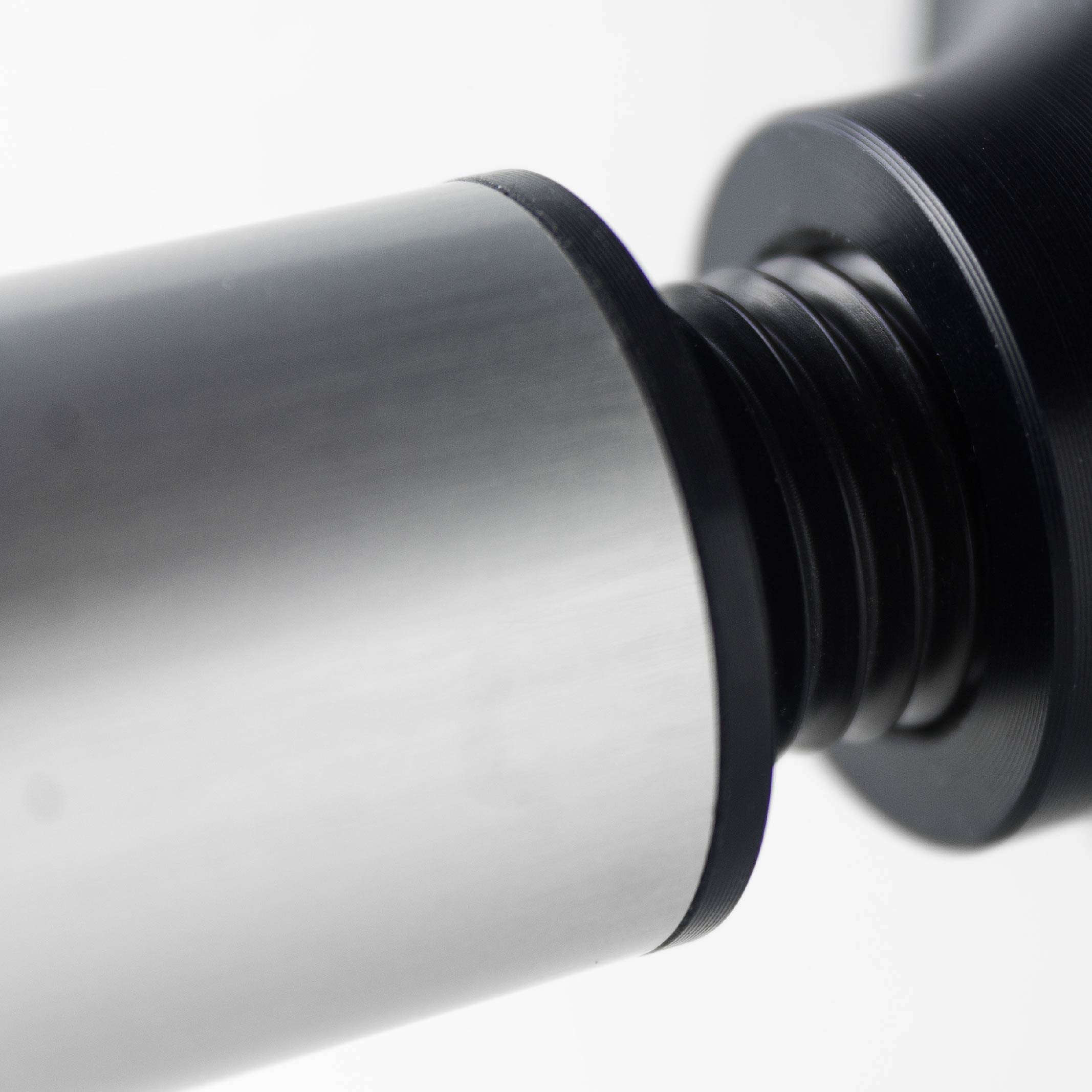 Close-up view of the structural hardware thread assembly on the Calypso 33cm aluminium sensor pole.