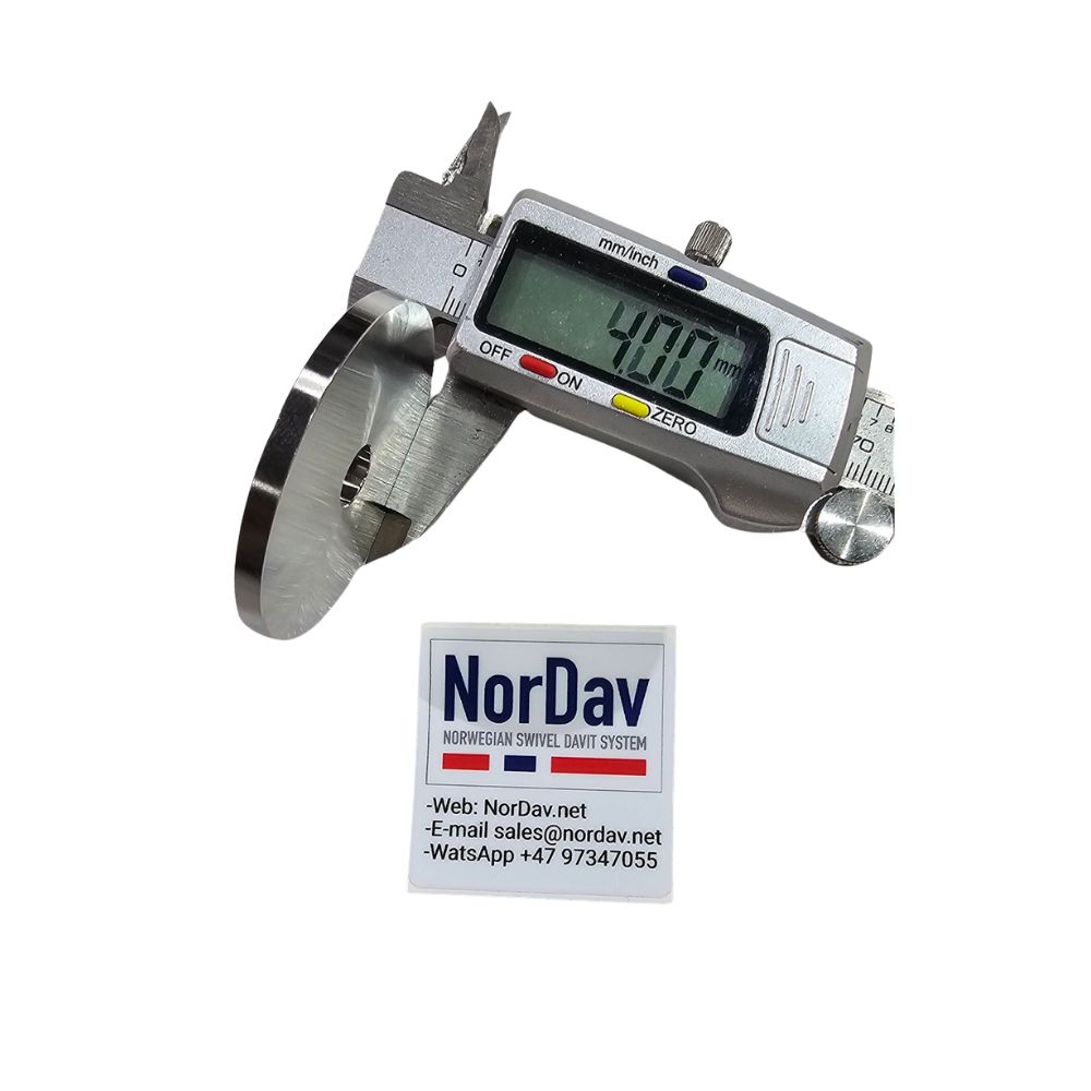 Dimensional technical detail of the NorDav 50x4mm backing plate core configuration.