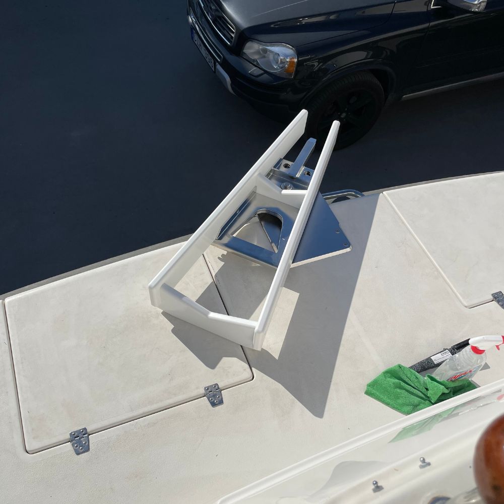 NorDav NDEXT-XL personal watercraft cradle extension hardware providing heavy-load structural support on a swim platform in Australia.